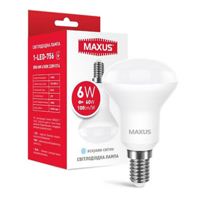 R50 6W 4100K 220V E14 Лампа світодіодна MAXUS