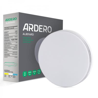 Накладний світлодіодний світильник Ardero AL801ARD 18W коло 1530Lm 5000K 150*40mm