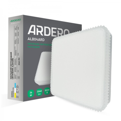 Накладний світлодіодний світильник Ardero AL804ARD 36W квадрат ДЕКОР 3060Lm 5000K 230*230*40mm