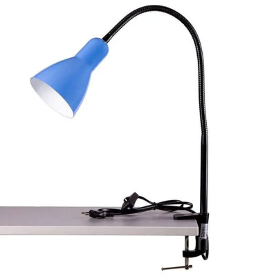 Лампа настільна металева в стилі лофт на струбцині синя SWT-1014 