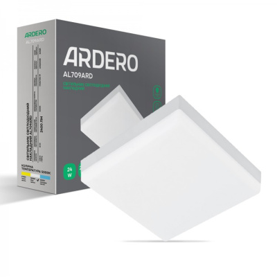 Накладний світлодіодний світильник Ardero AL709ARD квадрат 24W 2400Lm 5000K 170*170*40mm