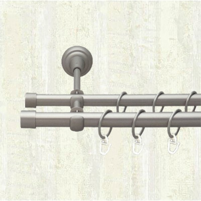 Карниз металевий Orvit Заглушка двохрядний 19/19 мм 240см сатин