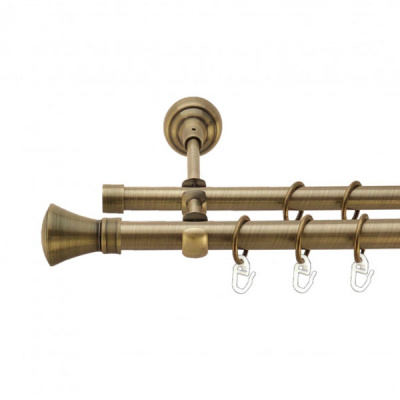 Карниз металевий Orvit Люксор двохрядний 25/19 мм 400см антик