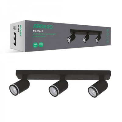 Накладний поворотний світильник Ardero ML316-3  MR16 чорний