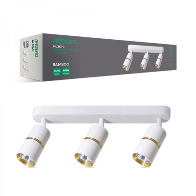 Накладний поворотний світильник Ardero ML312-3 BAMBOO GU10 білий+золото