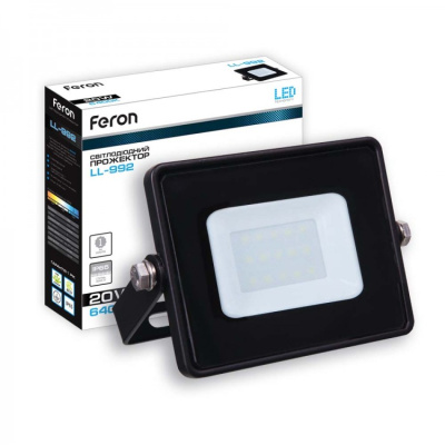 Світлодіодний прожектор Feron LL-992 20W 6400K чорний IP65