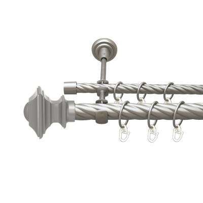 Карниз металевий Orvit Борджеза двохрядний 25/16 мм 300см сатин кручена/кручена