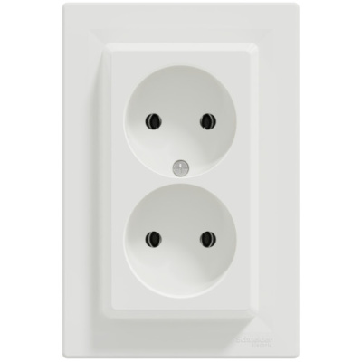 Розетка подвійна без заземлення Schneider Electric Asfora Білий EPH9700121
