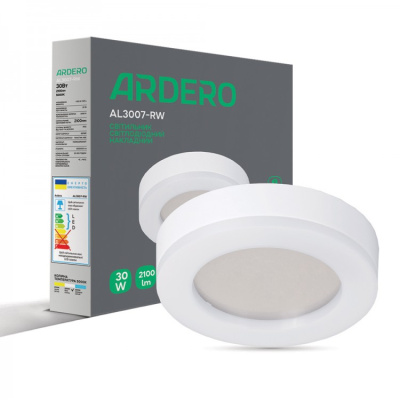 Накладний світлодіодний світильник Ardero AL3007-RW 30W 5000K  IP65  білий круг круг