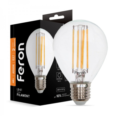 Світлодіодна лампа Feron Filament 4W E27 4000K LB-61