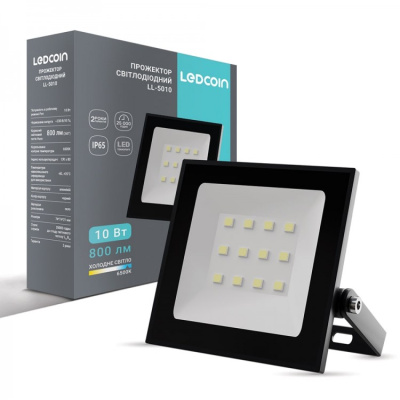 Світлодіодний прожектор Ledcoin LL-5010 10Вт 6500K IP65чорний