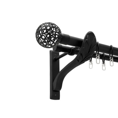 Карниз металевий Orvit Савона двохрядний 25/19 мм РЕТРО 200см чорний оксамит