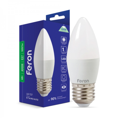 Світлодіодна лампа Feron Standard 6W E27 4000K LB-737