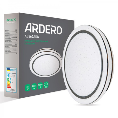Накладний світлодіодний світильник Ardero AL562ARD коло зіркове 36W 2700Lm 5000K 380*60mm