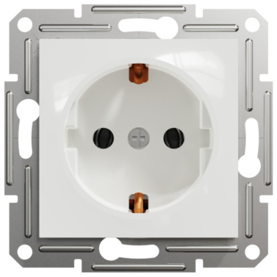 Розетка одинарна з заземленням Schneider Electric Asfora Білий  б/р EPH2970121