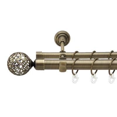 Карниз металевий Orvit Савона двохрядний 25/19 мм 160см антик